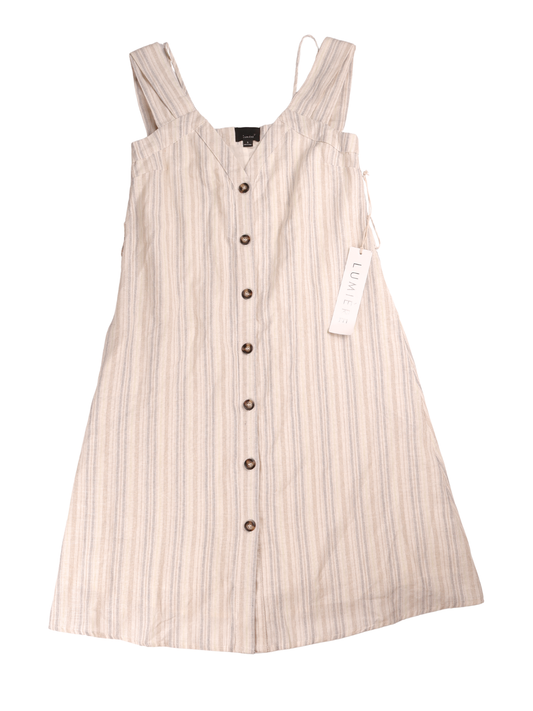 Lumiere Cream Blue Khaki Stripe Midi Dress Size Small NWT