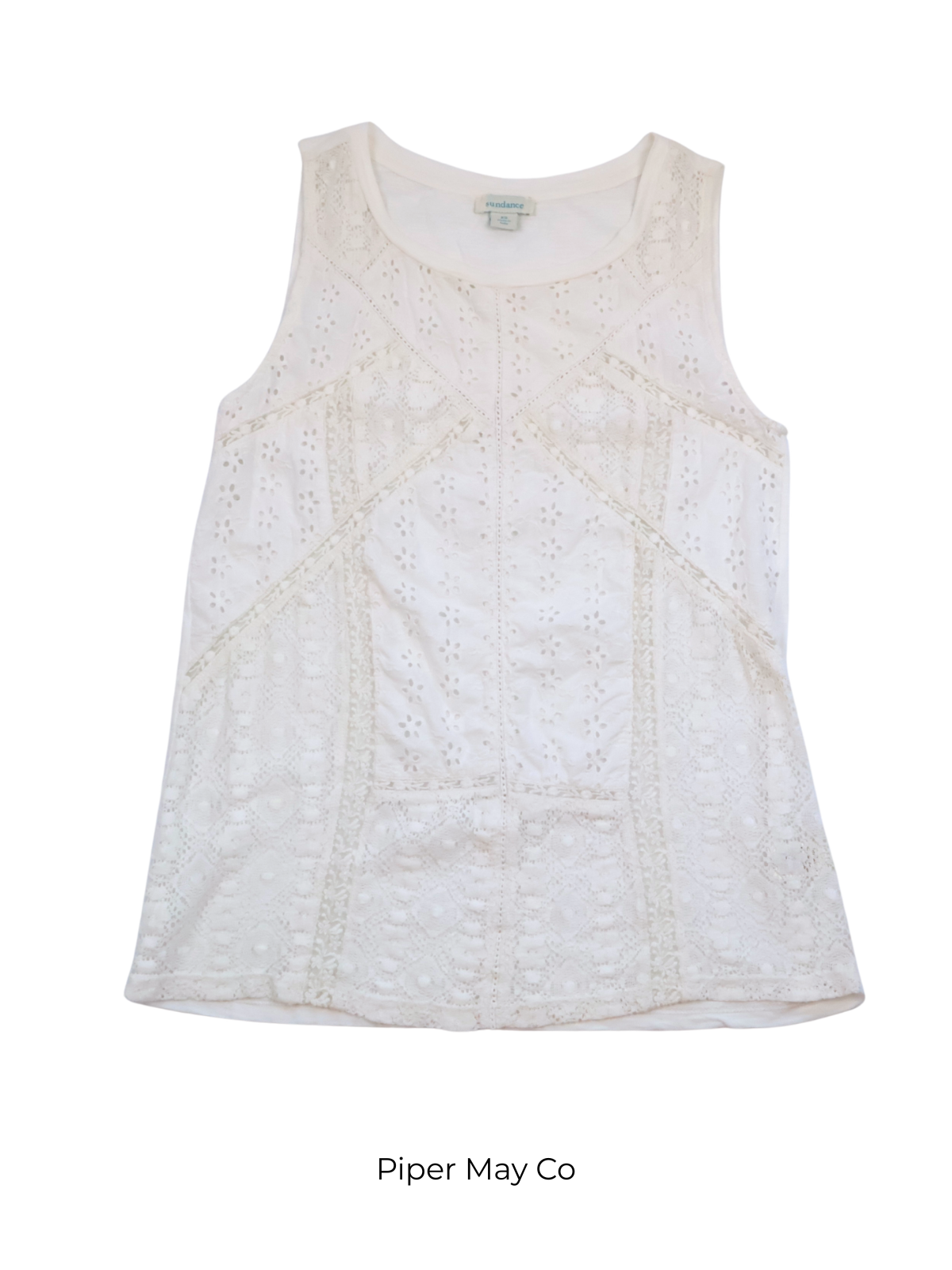 Sundance Lace Tank Top – Soft White Boho Essential | Size XS