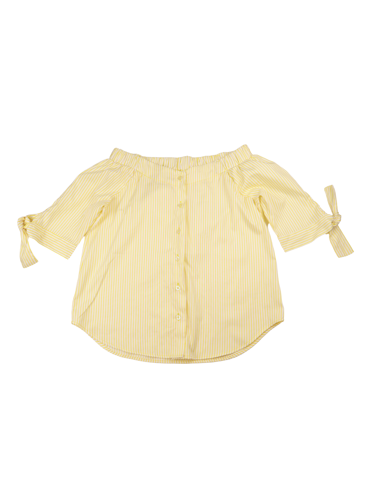 Haute Project Yellow Stripe Tie Sleeve Blouse Size Small