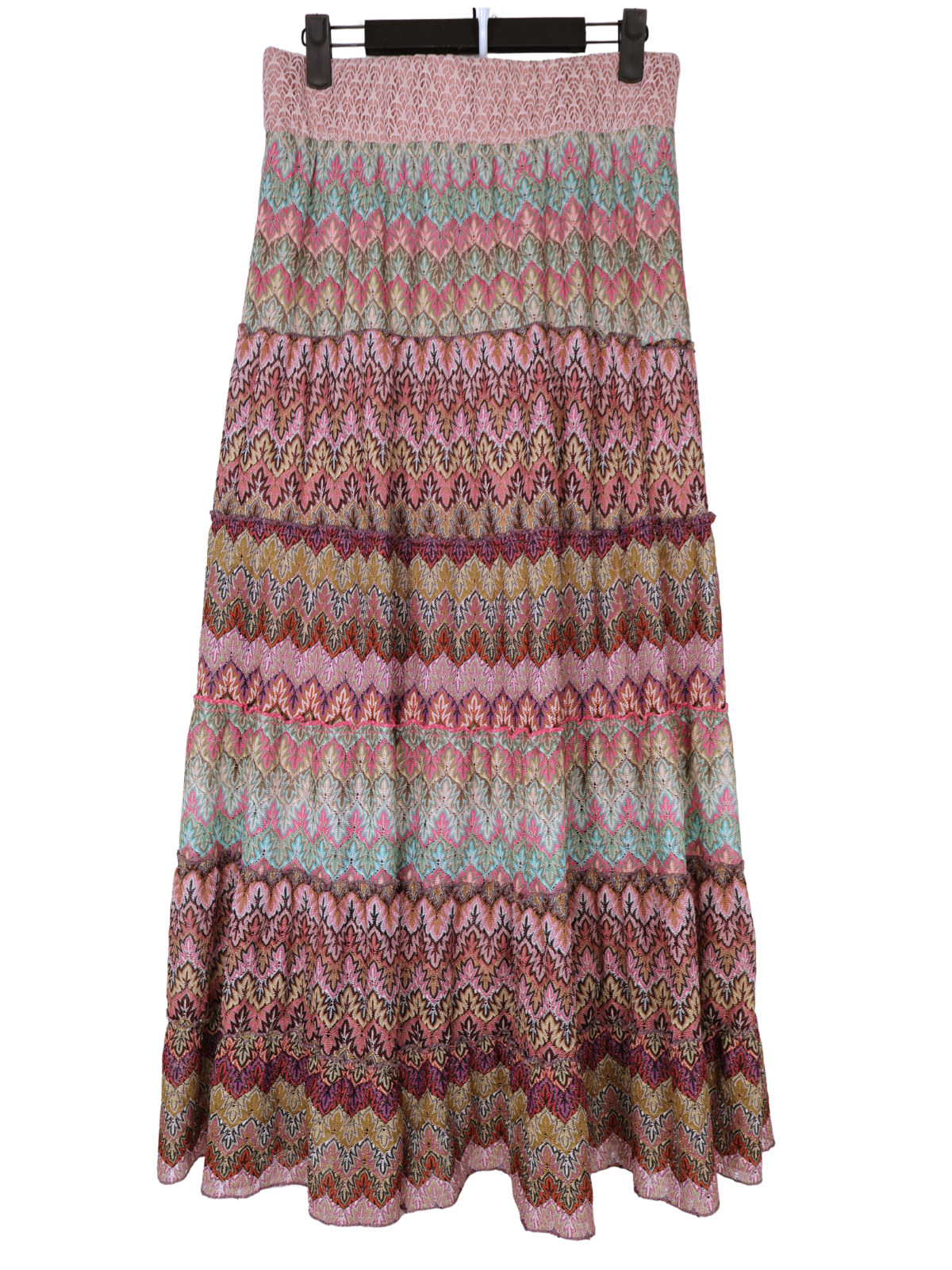 Lapis Multicolor Lace Maxi Skirt Large Tiered Boho Crochet Knit Lined