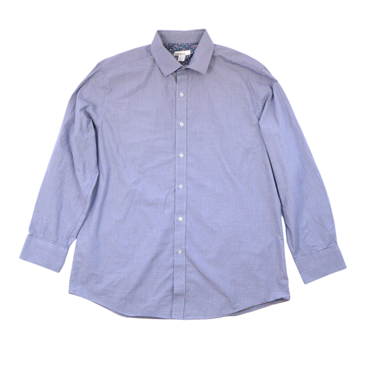 Bar III Slim Fit Button Down – Blue Micro Print | Size L