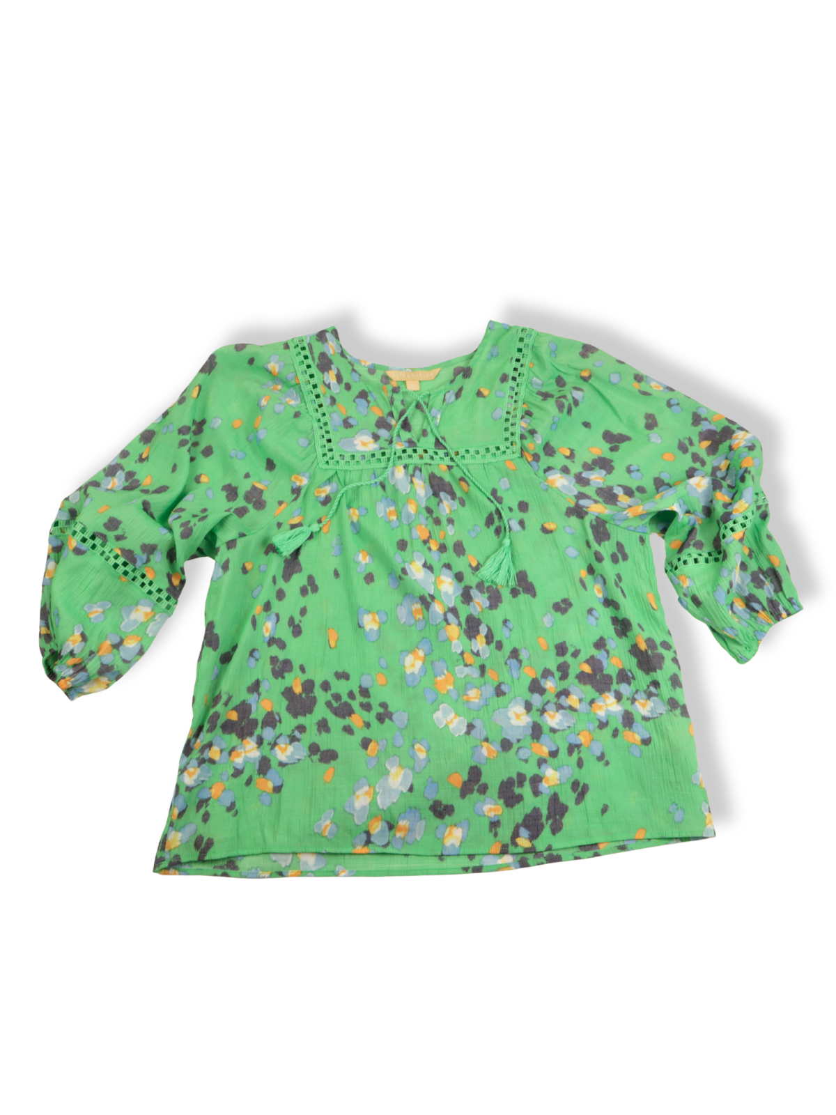 Hope & Harlow Green Floral Blouse XL | Boho Lightweight Top | Statement Print