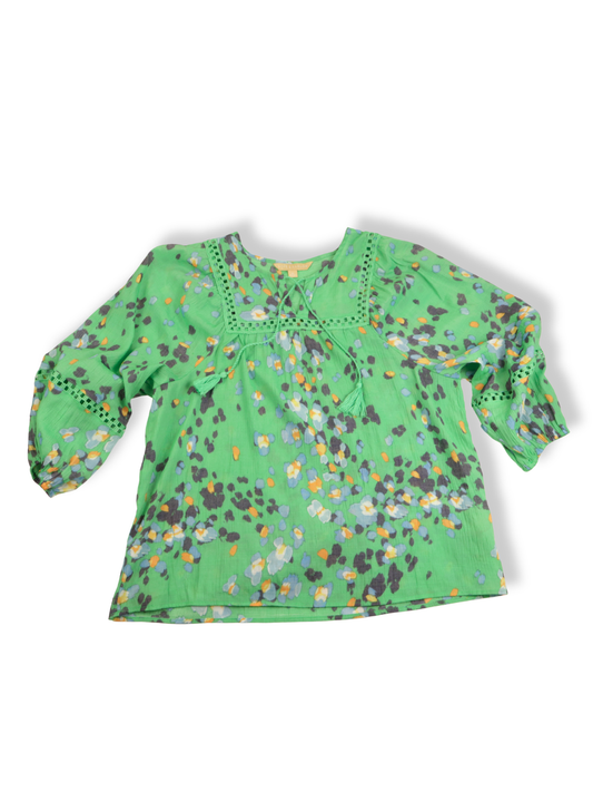 Hope & Harlow Green Floral Blouse XL | Boho Lightweight Top | Statement Print