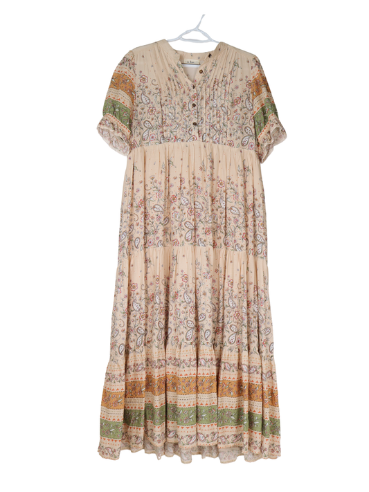 In Loom Floral Paisley Tiered Maxi Dress Large Boho Cottagecore Peasant Dress