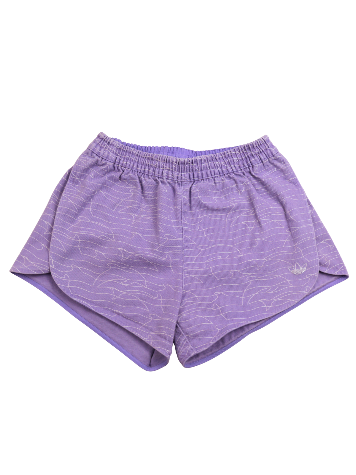 Adidas Purple Dolphin Print Shorts – 100% Cotton | Size Small | Playful Sport Style