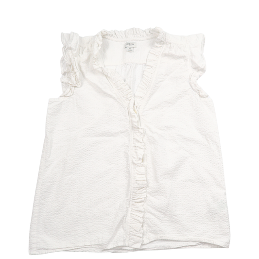 J.Crew White Ruffle Blouse – Size XS – Feminine Sleeveless Textured Top