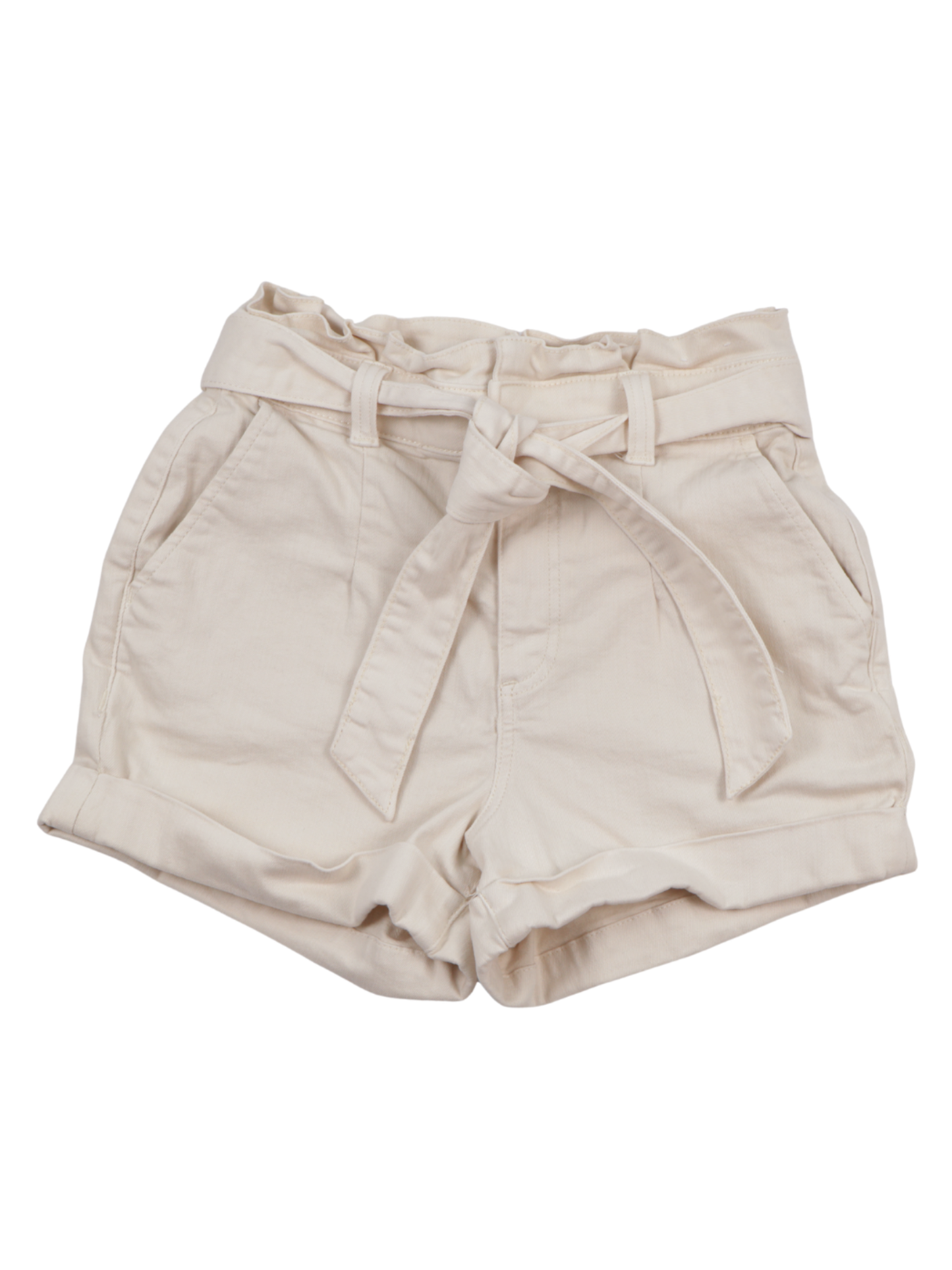 Express Cream Paperbag Waist Shorts – High Rise Tie Front Chic (Size 2)