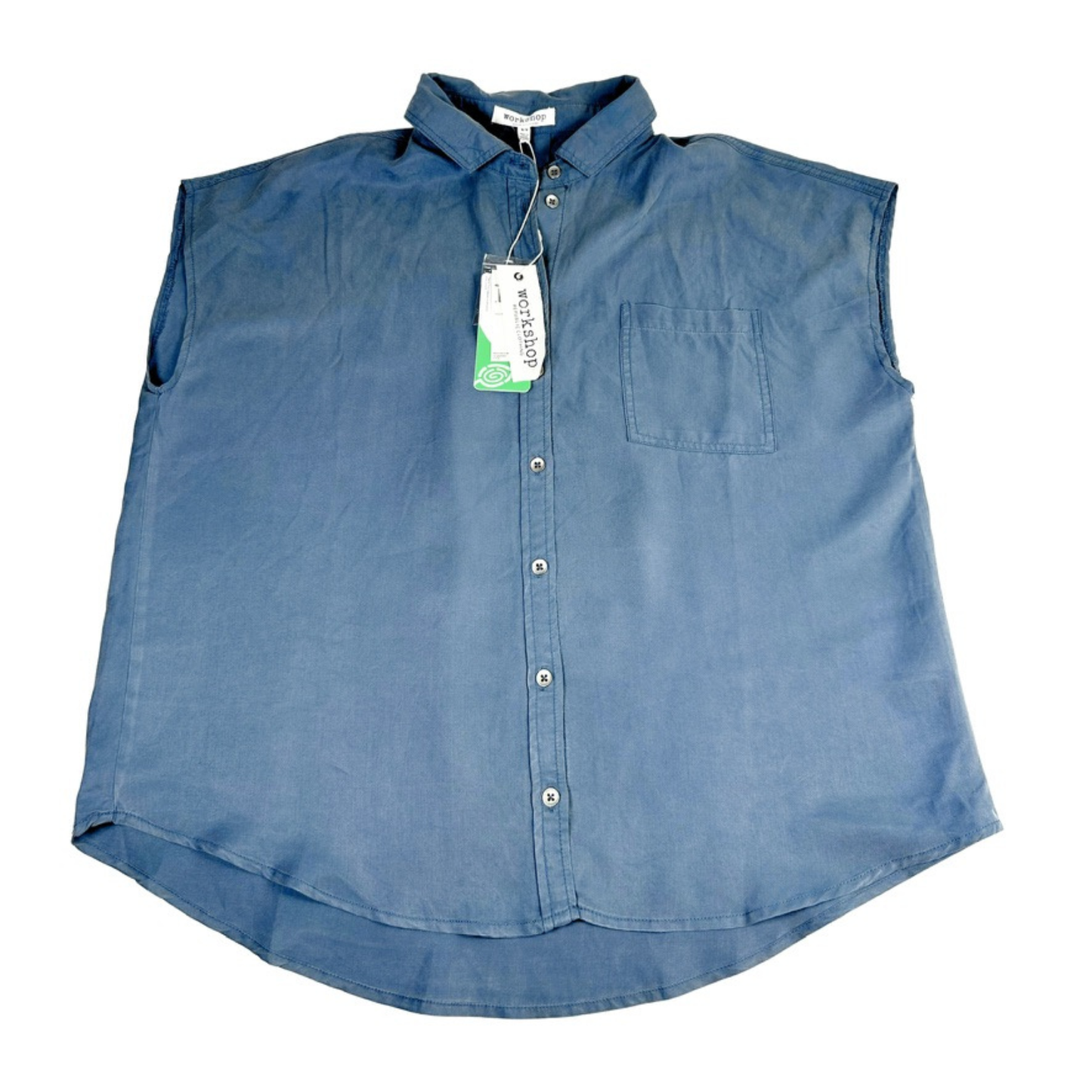 Workshop Sleeveless Chambray Button Front Blouse Size Medium