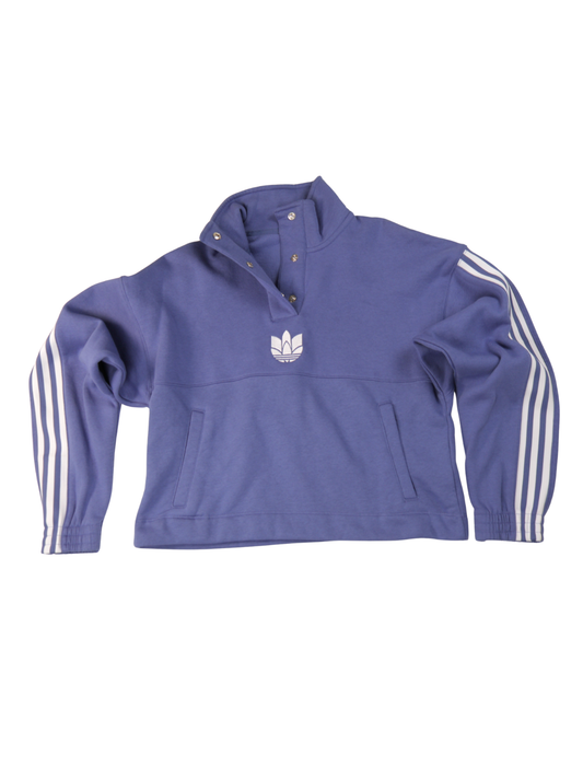 Adidas Originals Mock Neck Sweatshirt XS NWT Blue Snap Pullover