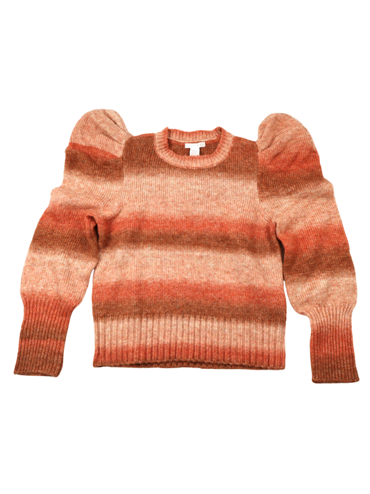 Design History Puff Sleeve Knit Sweater | Neutral Stripe | NWT | Size L