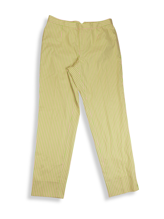 Barry Bricken Striped Pants Size 6 | Green & Pink Preppy Straight Leg Pants