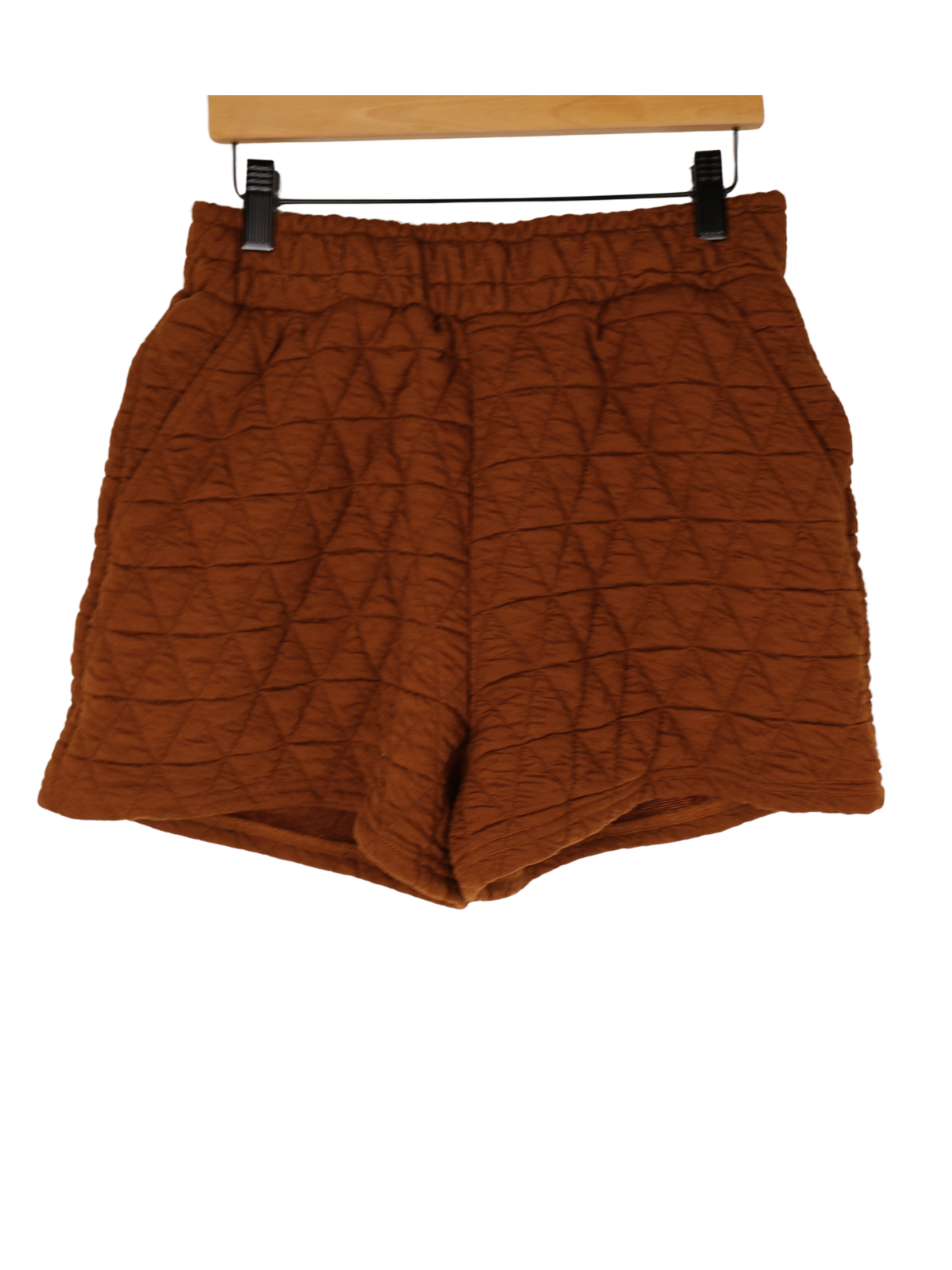 See and Be Seen Brown Quilted Shorts Small High Rise Textured Pull On