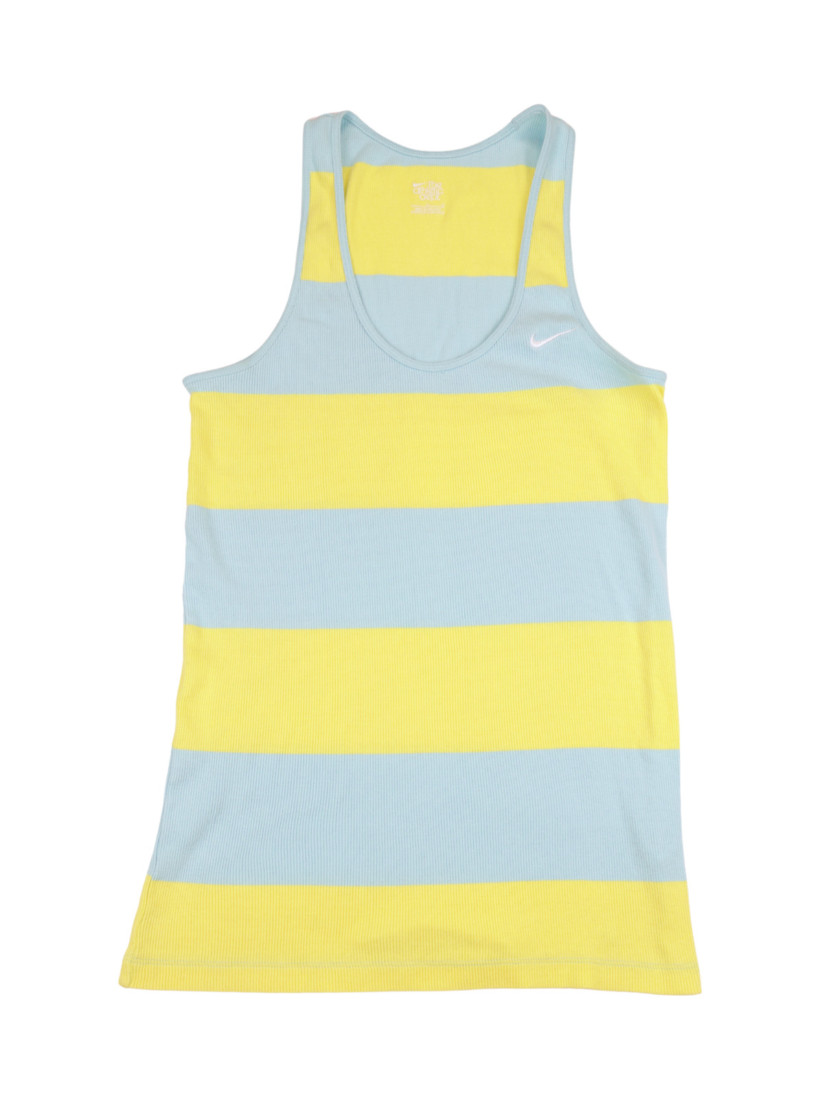 Nike Athletic Dept Ribbed Stripe Tank Top Aqua Yellow Size Large
