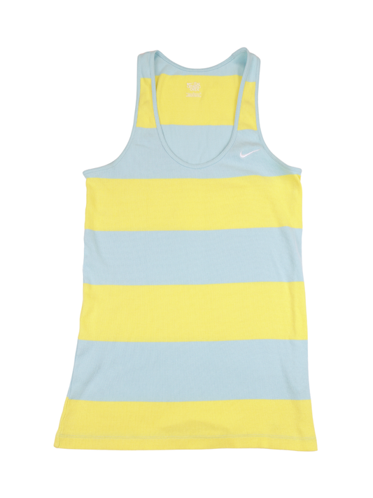 Nike Athletic Dept Ribbed Stripe Tank Top Aqua Yellow Size Large