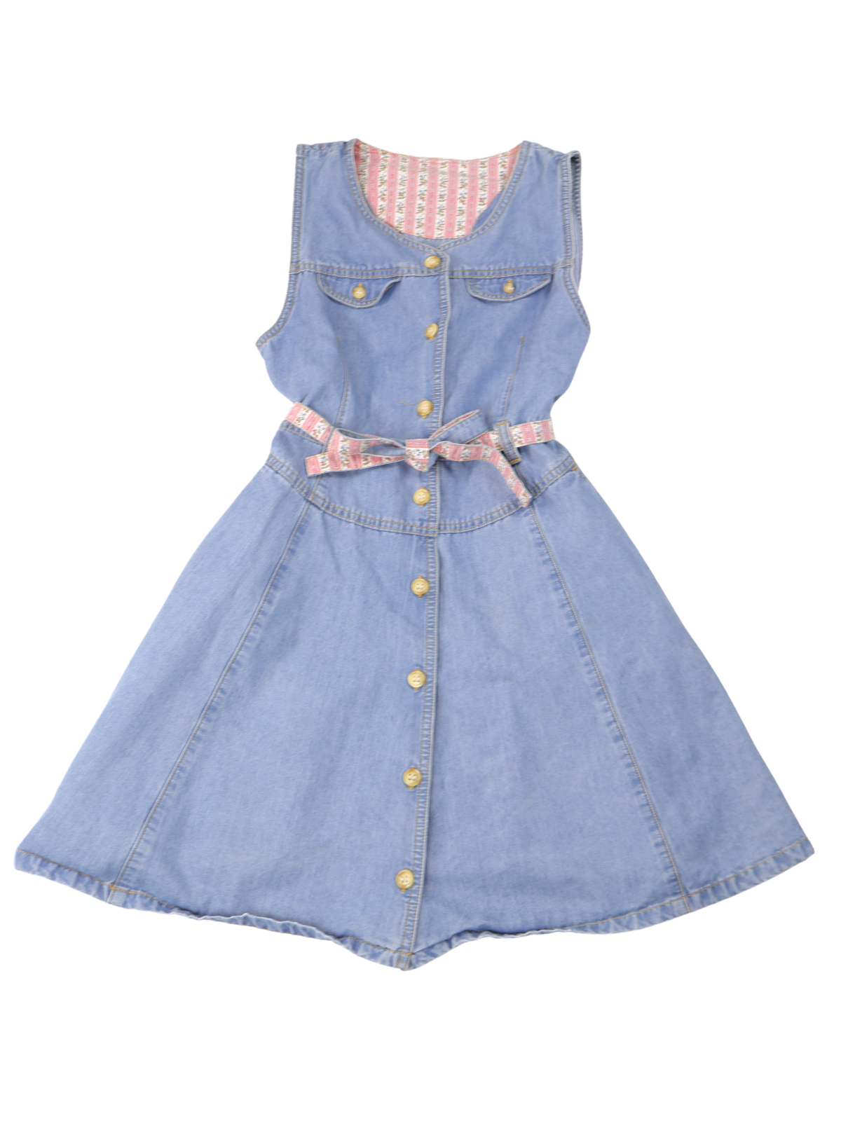 Vintage Japanese Denim Belted Dress | Girls 10–12