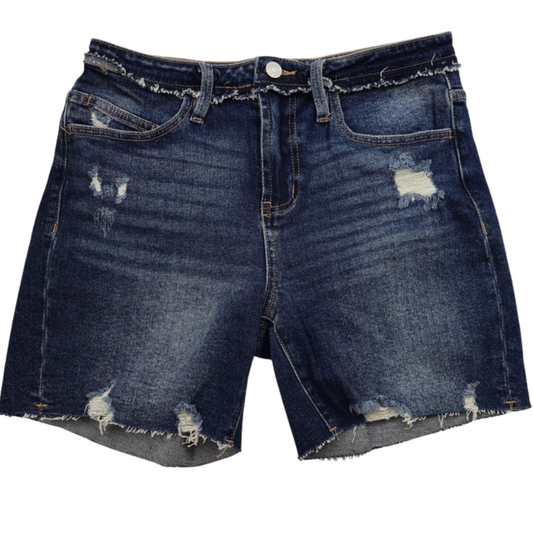 KanCan Distressed Denim Shorts – Size 7/27 – High Rise Raw Hem Cutoffs