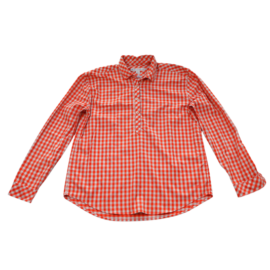 Southern Tide Intercoastal Gingham Performance Shirt Orange White Size Large Lightweight Stretch