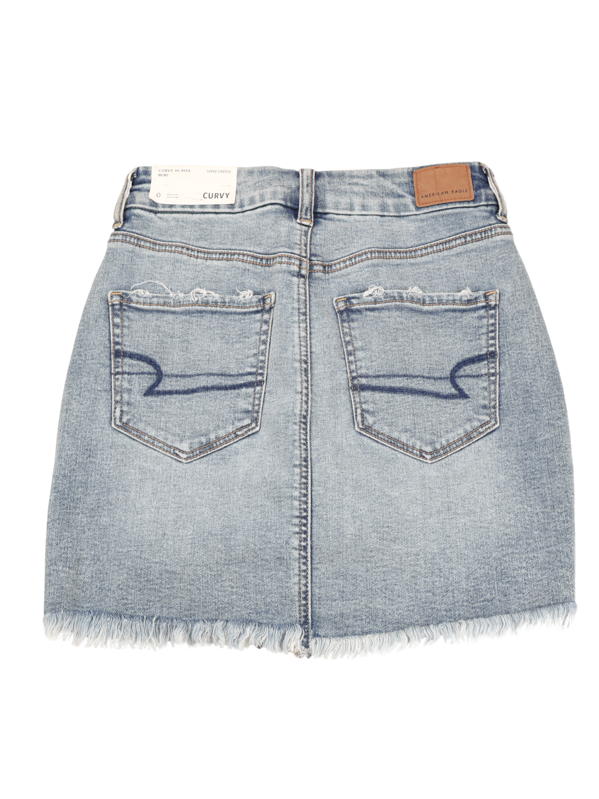 American Eagle Curvy Hi-Rise Distressed Denim Mini Skirt NWT Size 0