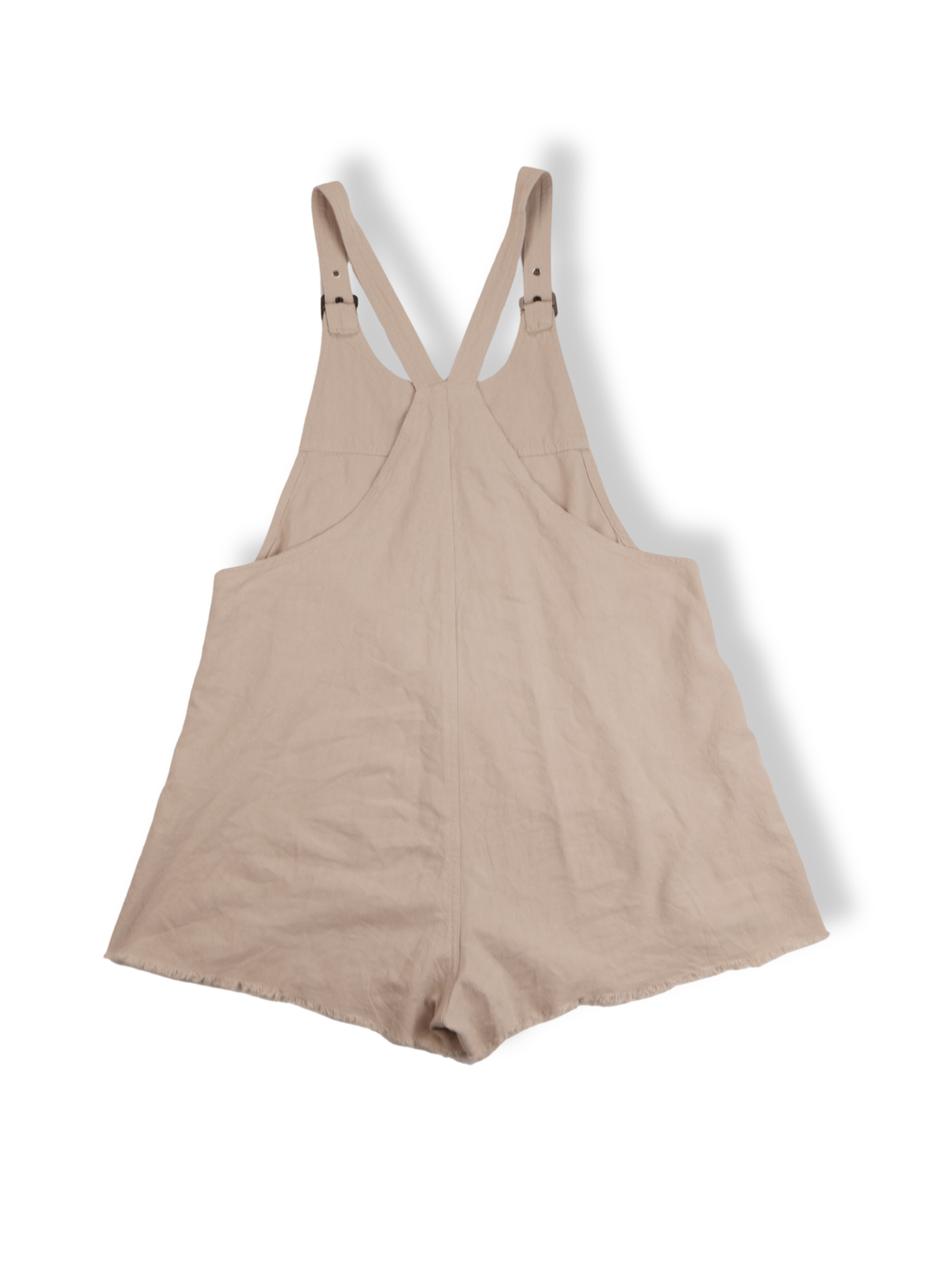 Emory Park Overall Romper Size L | Beige Utility Shortalls w/ Adjustable Straps