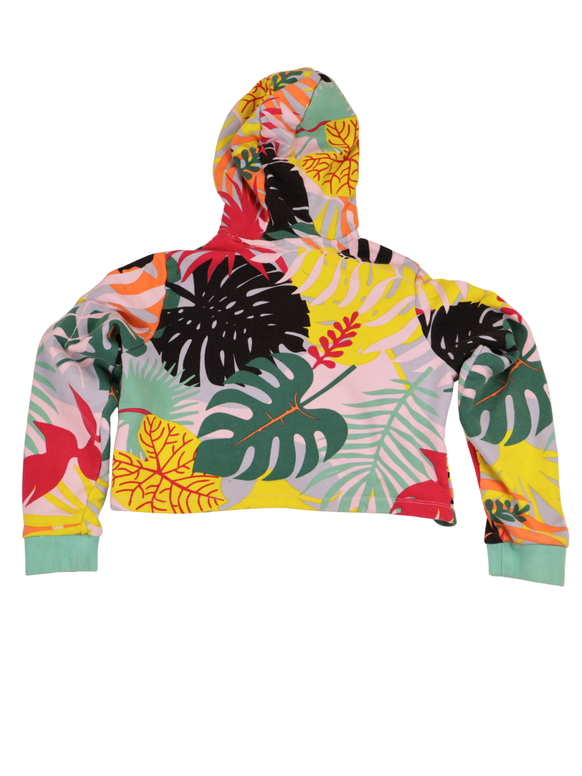Adidas Originals Tropical Floral Cropped Hoodie XS Colorful Trefoil Sweatshirt