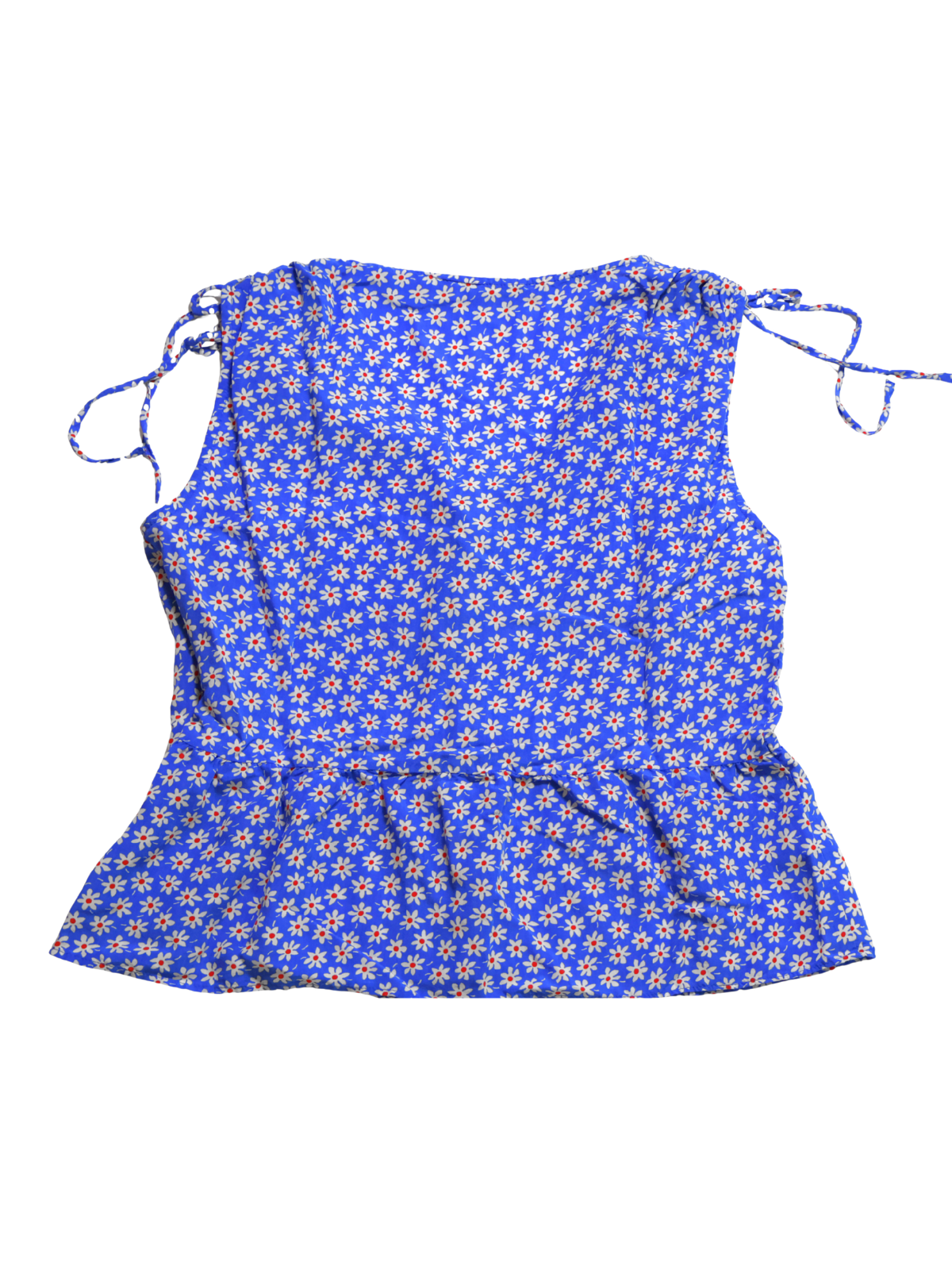Madewell Blue Daisy Floral Tank Top | Tie Shoulder Peplum Blouse | Size 2