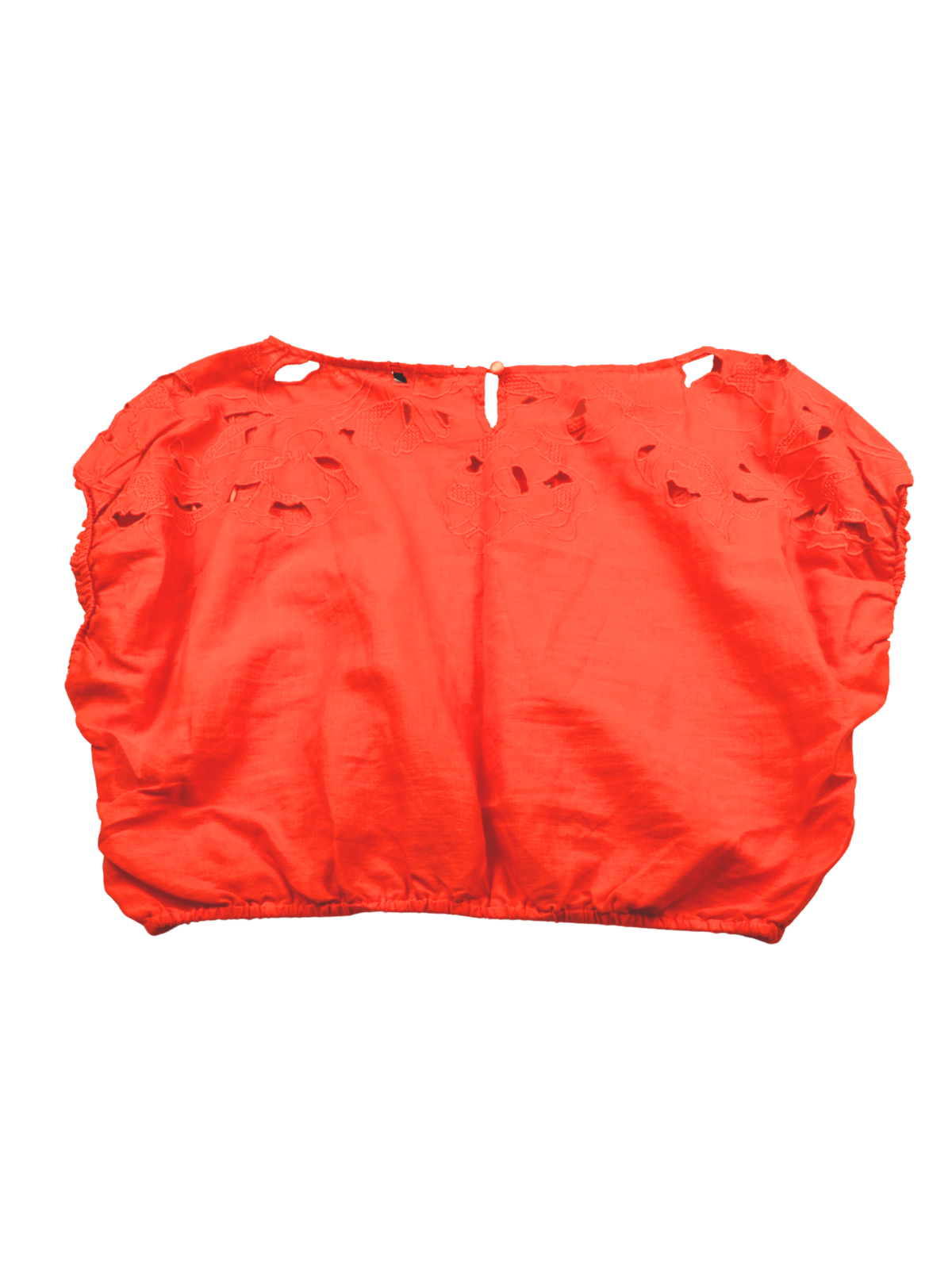 Rachel Roy Tangerine Embroidered Crop Blouse | Button Front | Size Large
