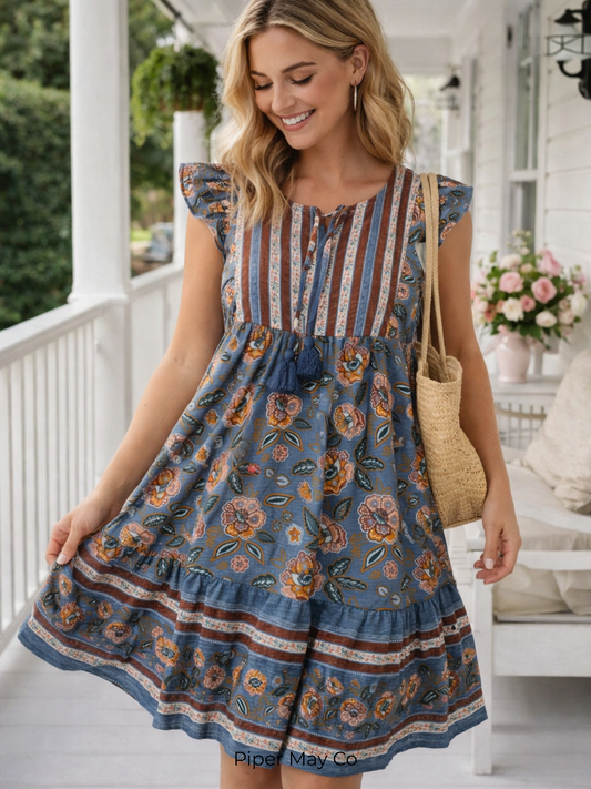 Matilda Jane Boho Floral Tassel Dress | Size Small | Effortless Statement Piece