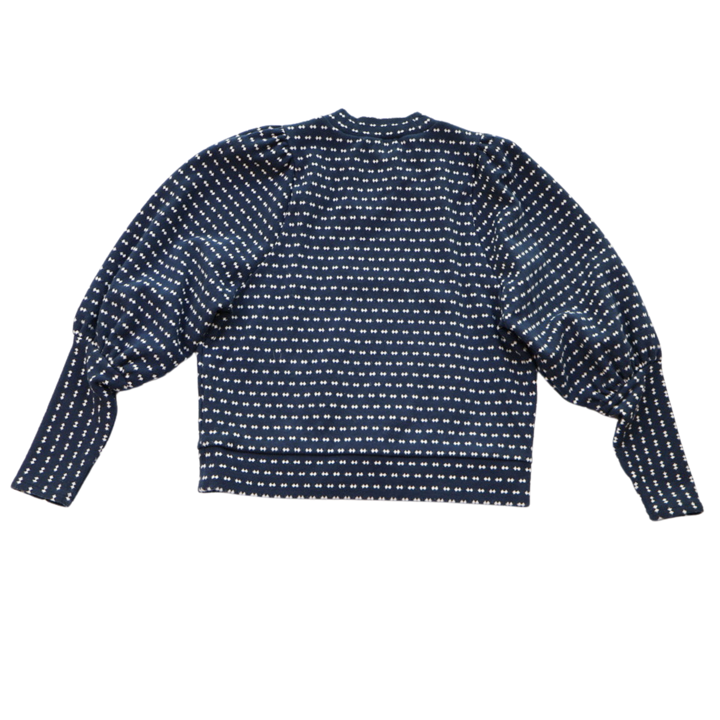 Madewell Textured Balloon Sleeve Knit Top XS | Navy Patterned Statement Sweater