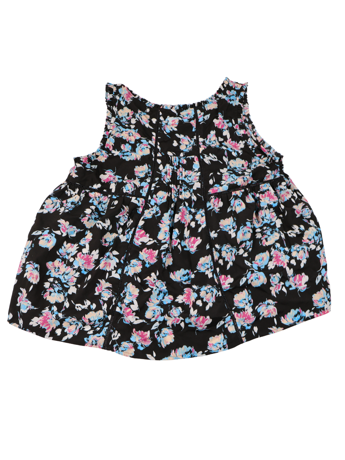 Olive + Oak Floral Sleeveless Blouse Large Black Pink Blue High Neck Tank Top