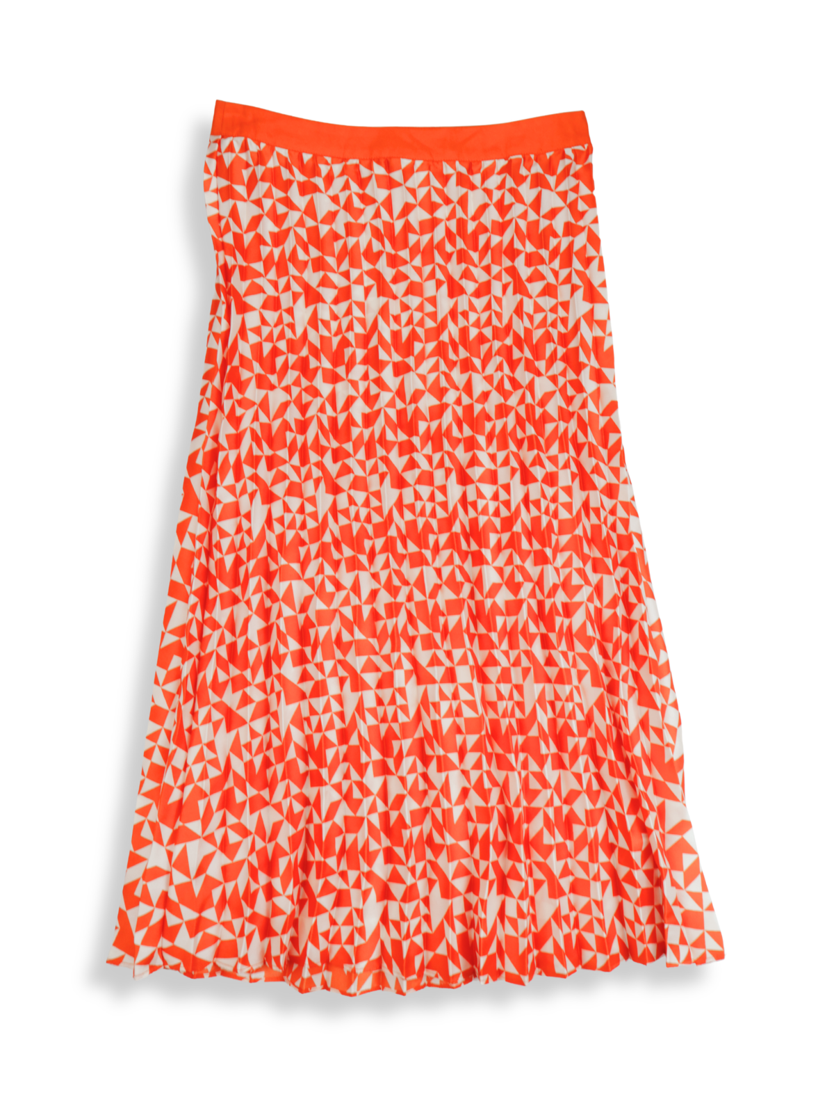 Future Collective Midi Skirt Size 0 | Orange Geometric Print Flowy Statement Skirt