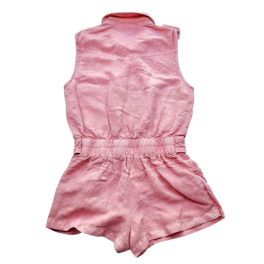 Young Fabulous & Broke Pink Utility Romper Size Small Sleeveless Button Front
