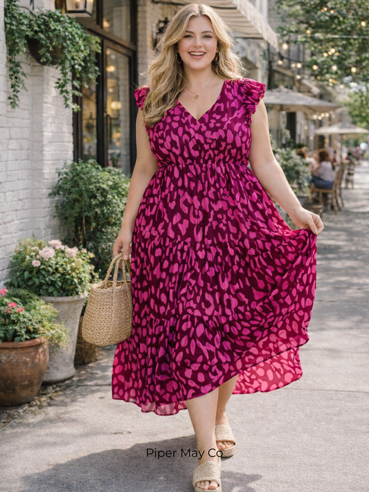 Rusttydustty  Statement Dress – Bold Red Print | Size 3XL
