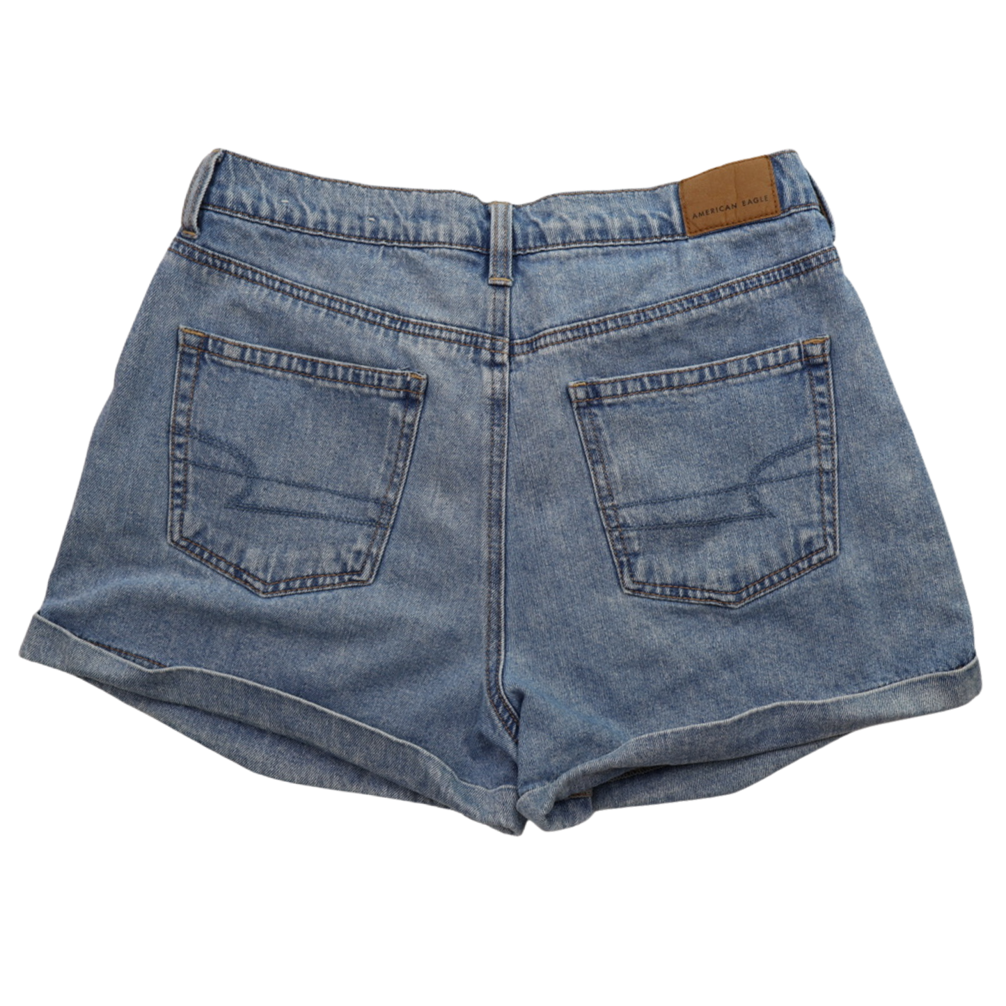 American Eagle High-Rise Denim Shorts – Size 6 – Light Wash Cuffed Casual Fit
