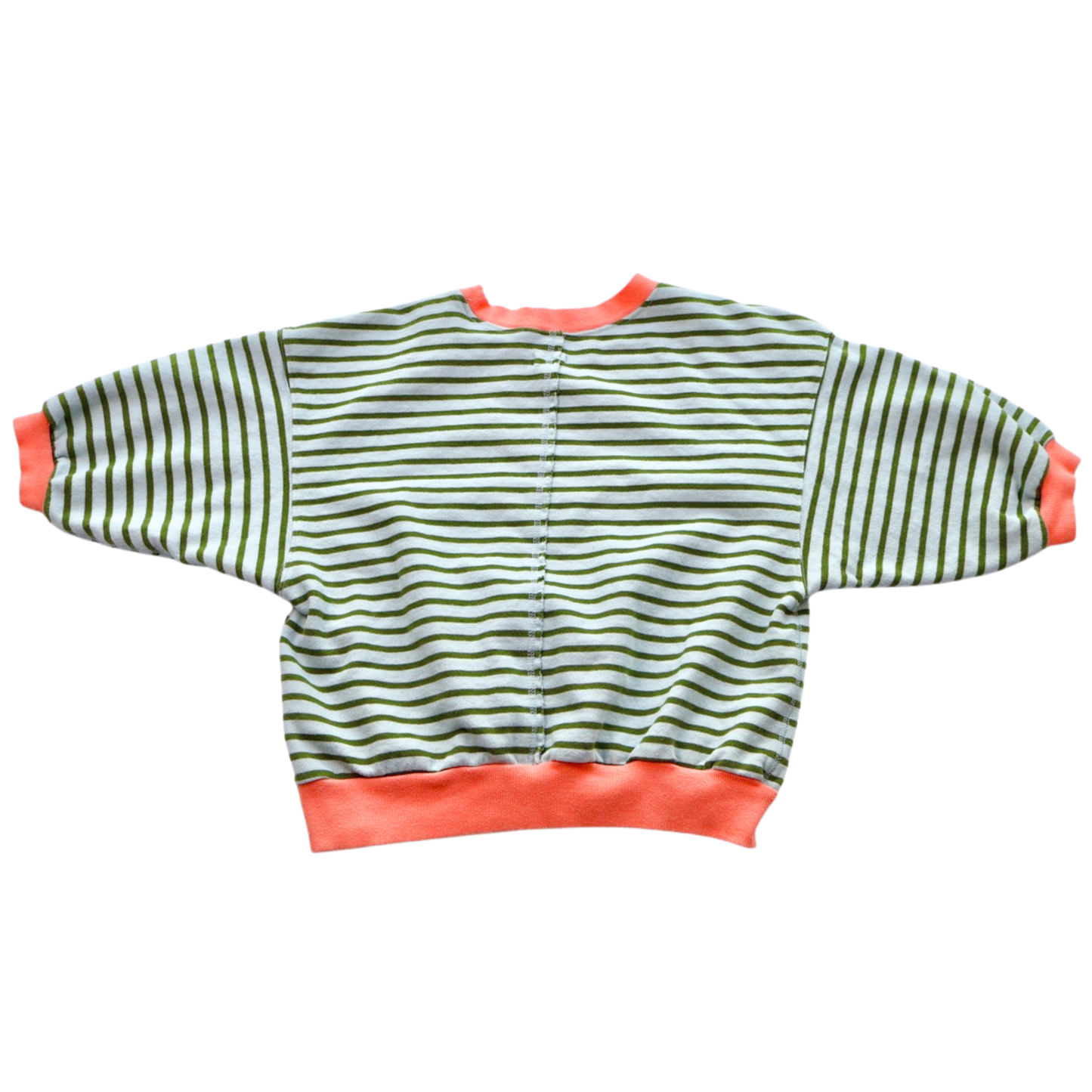 Pilcro Striped Pullover – Green Stripe with Coral Trim | Anthropologie | Size Small | Statement Spring Staple