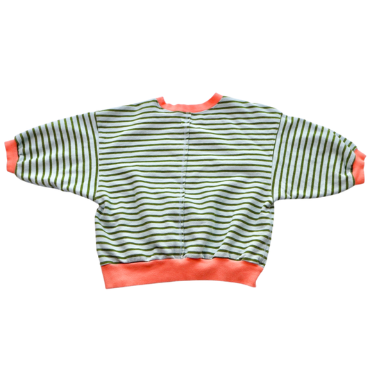 Pilcro Striped Pullover – Green Stripe with Coral Trim | Anthropologie | Size Small | Statement Spring Staple