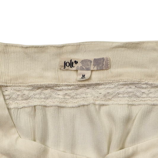 Jolt Lace Trim Button Blouse – Soft Cream | Size Medium
