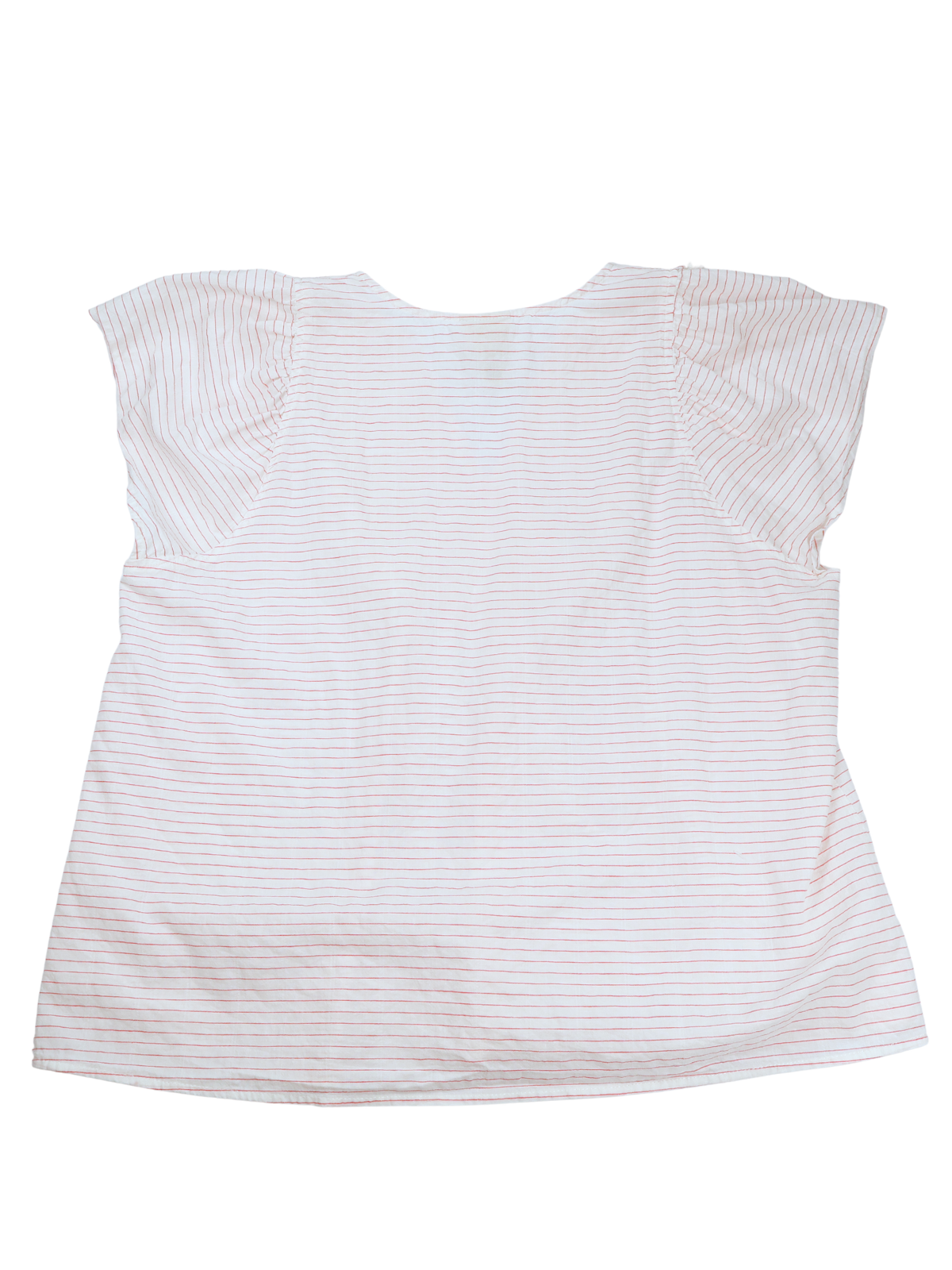 St. John’s Bay White Red Stripe Pom Trim Blouse Size XL Coastal Boho Top