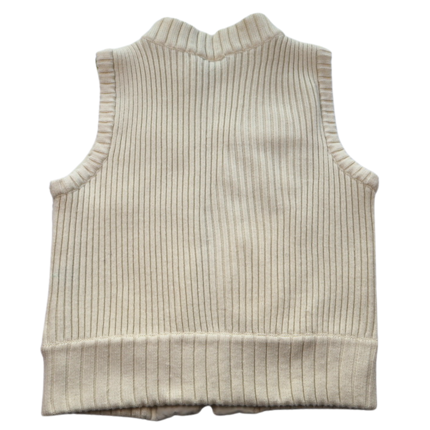 I.N. Studio Quilted Ruffle Zip Vest Cream Size Large Cozy Chic Layer