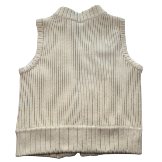 I.N. Studio Quilted Ruffle Zip Vest Cream Size Large Cozy Chic Layer