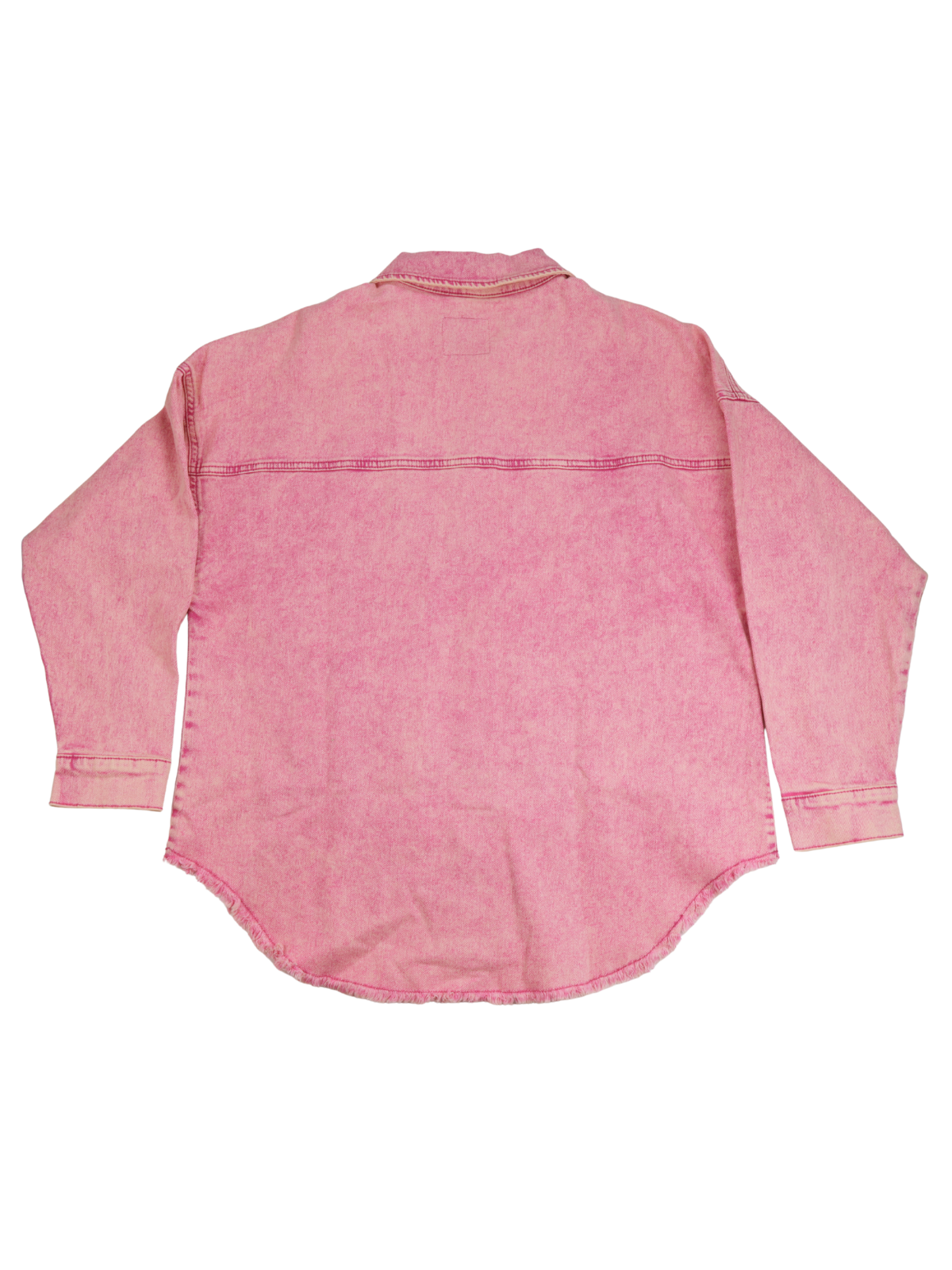 Celebrity Pink Oversized Pink Denim Jacket – Frayed Hem Statement Layer (Size Large)