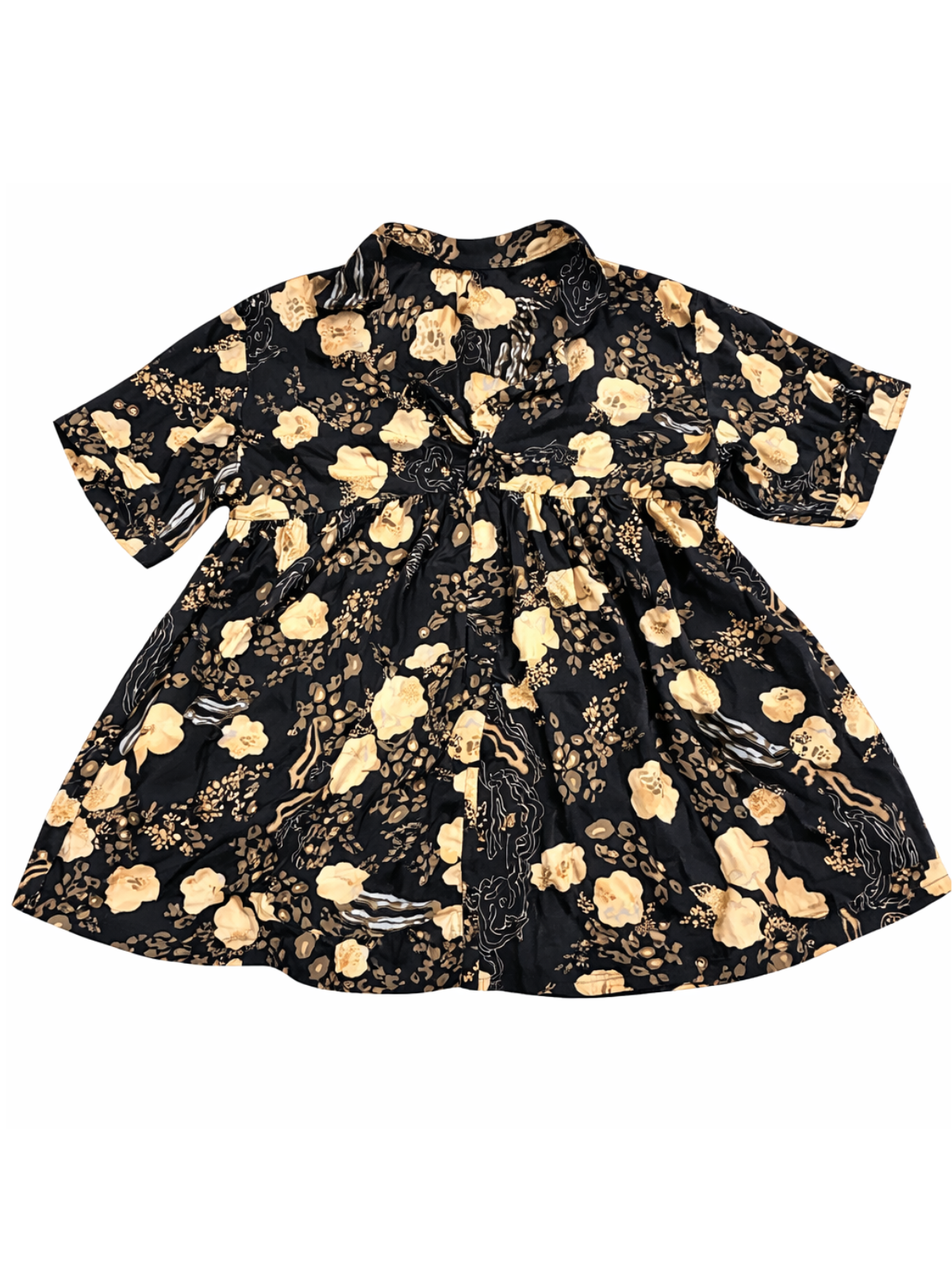 Entro Black Floral Babydoll Dress | Oversized Boho | Pockets | Size Large
