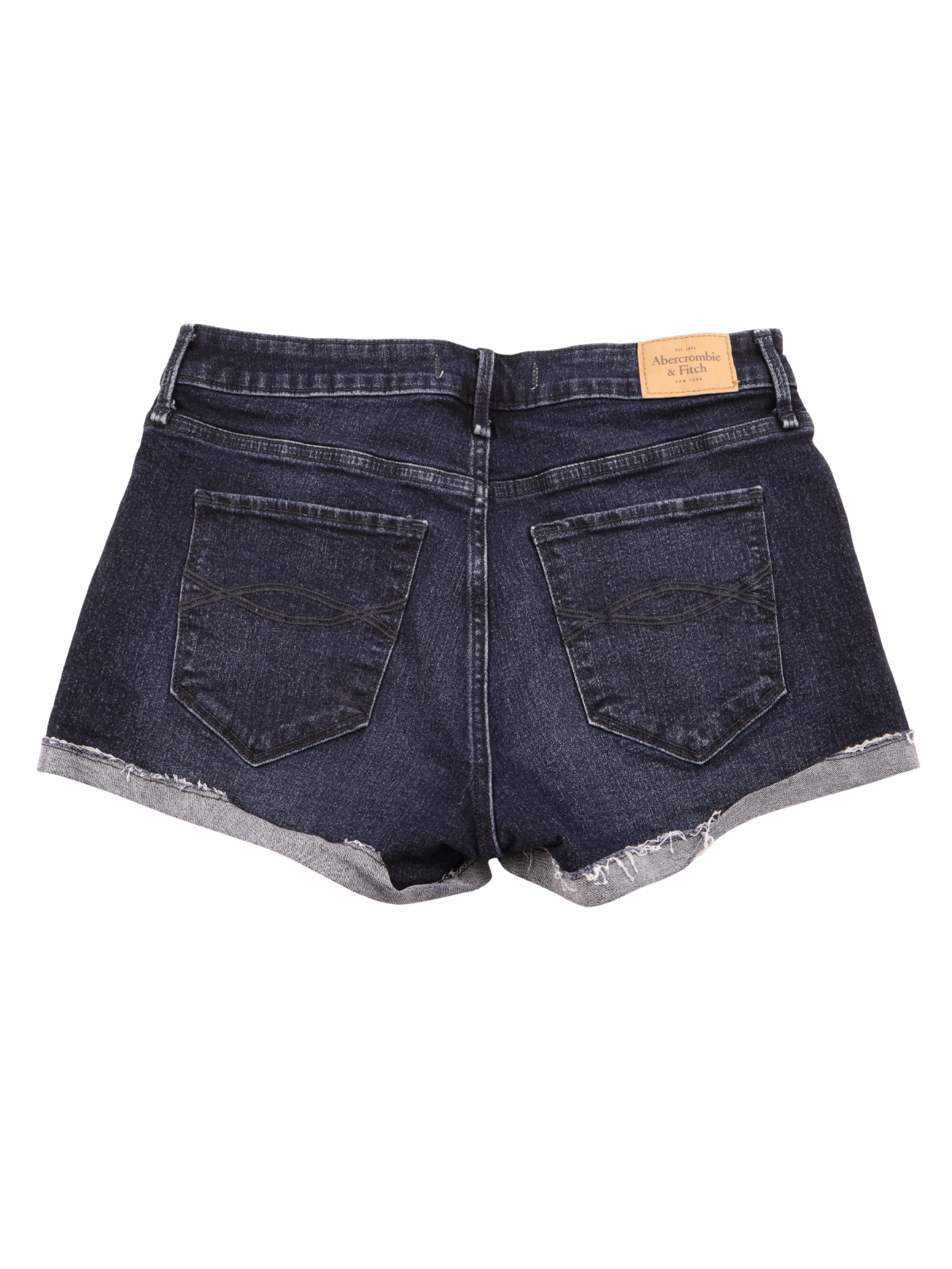 Abercrombie & Fitch Dark Wash Denim Shorts Size 4 Frayed Cuffed Mid Rise