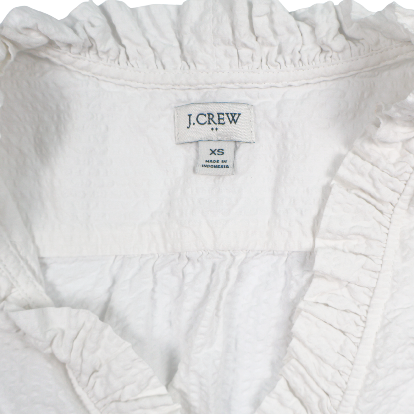 J.Crew White Ruffle Blouse – Size XS – Feminine Sleeveless Textured Top