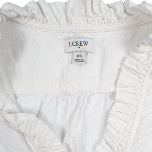 J.Crew White Ruffle Blouse – Size XS – Feminine Sleeveless Textured Top