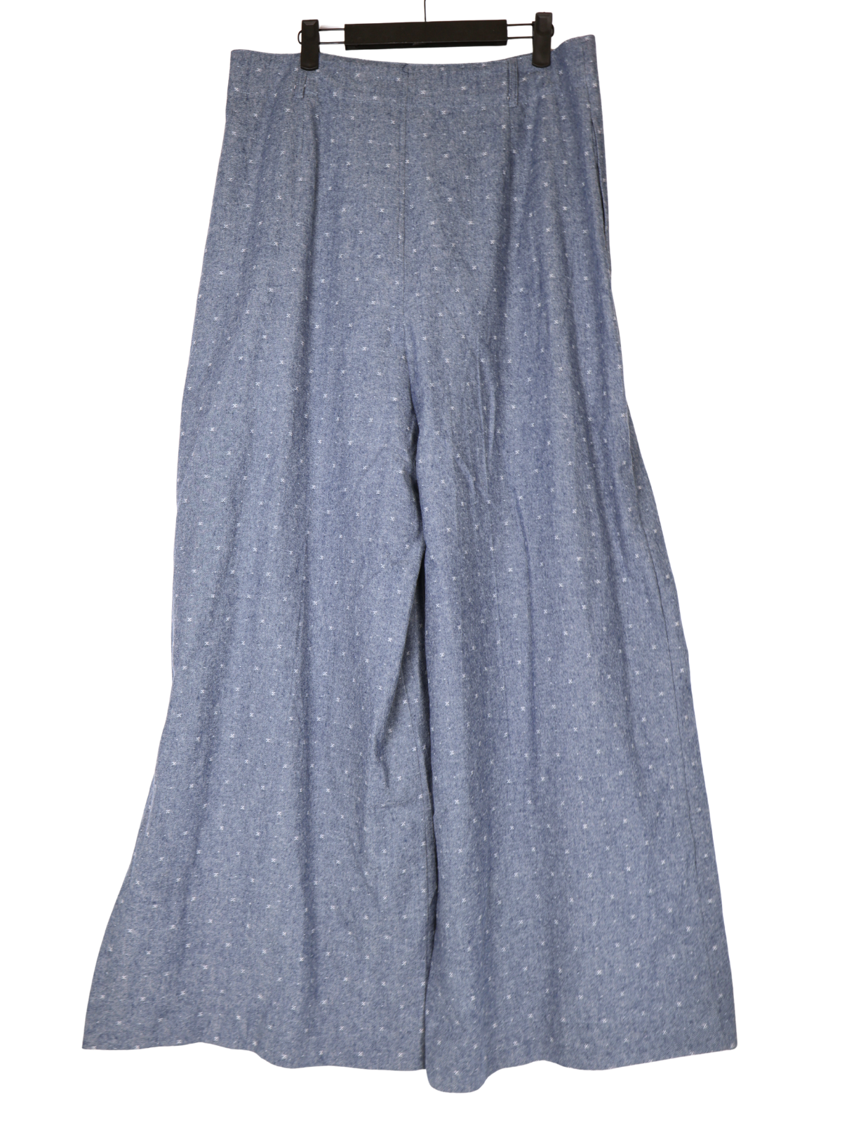 CeCe Blue Wide Leg Pants Size 12 High Rise Pleated Chambray Look
