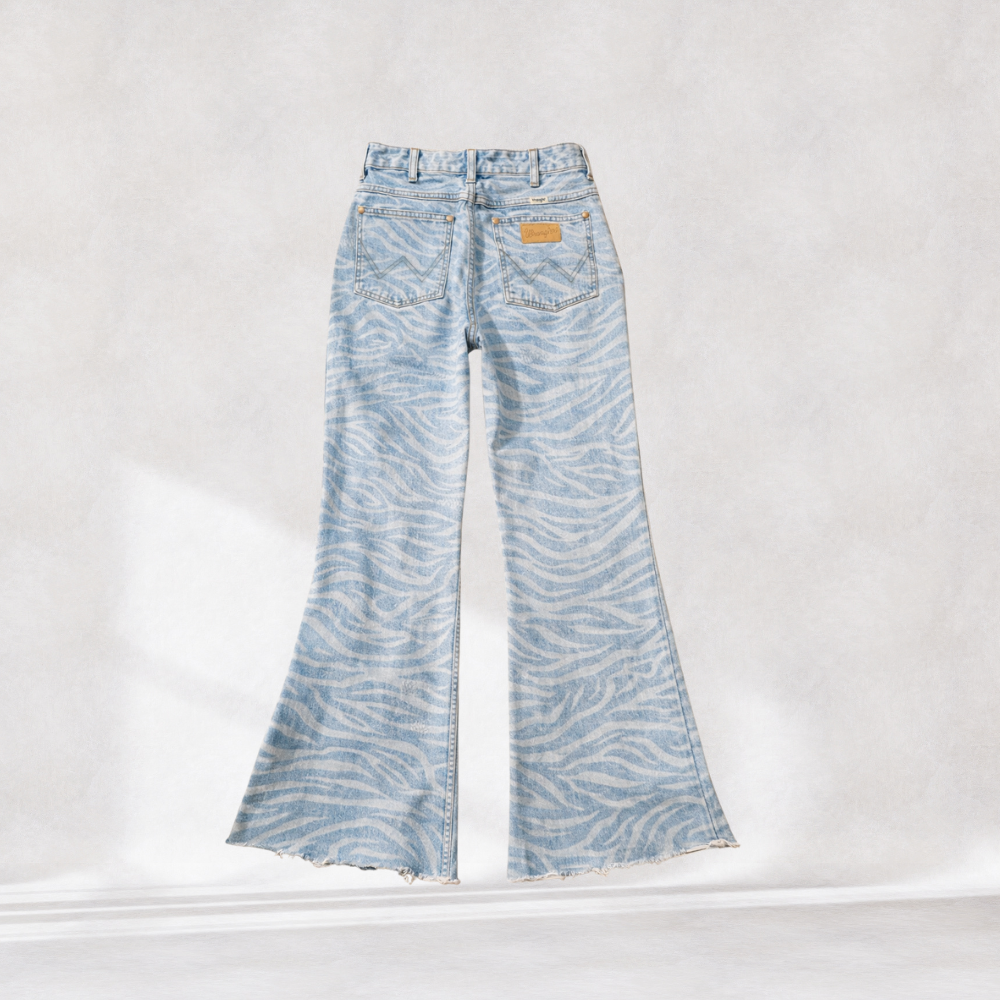 Wrangler Wanderer 622 Flare Jeans – Laser Tiger Print | Size 28x34