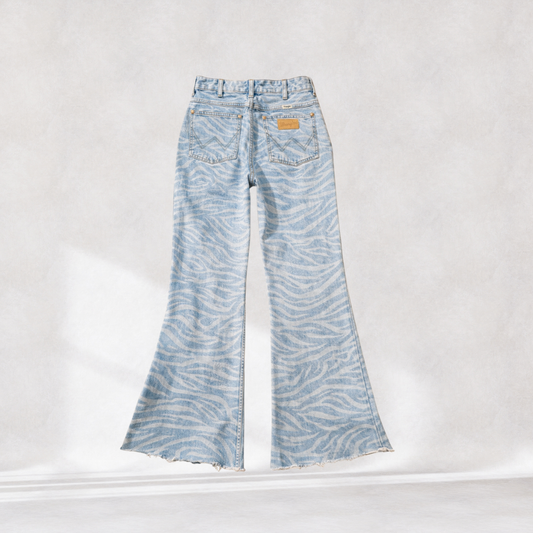 Wrangler Wanderer 622 Flare Jeans – Laser Tiger Print | Size 28x34