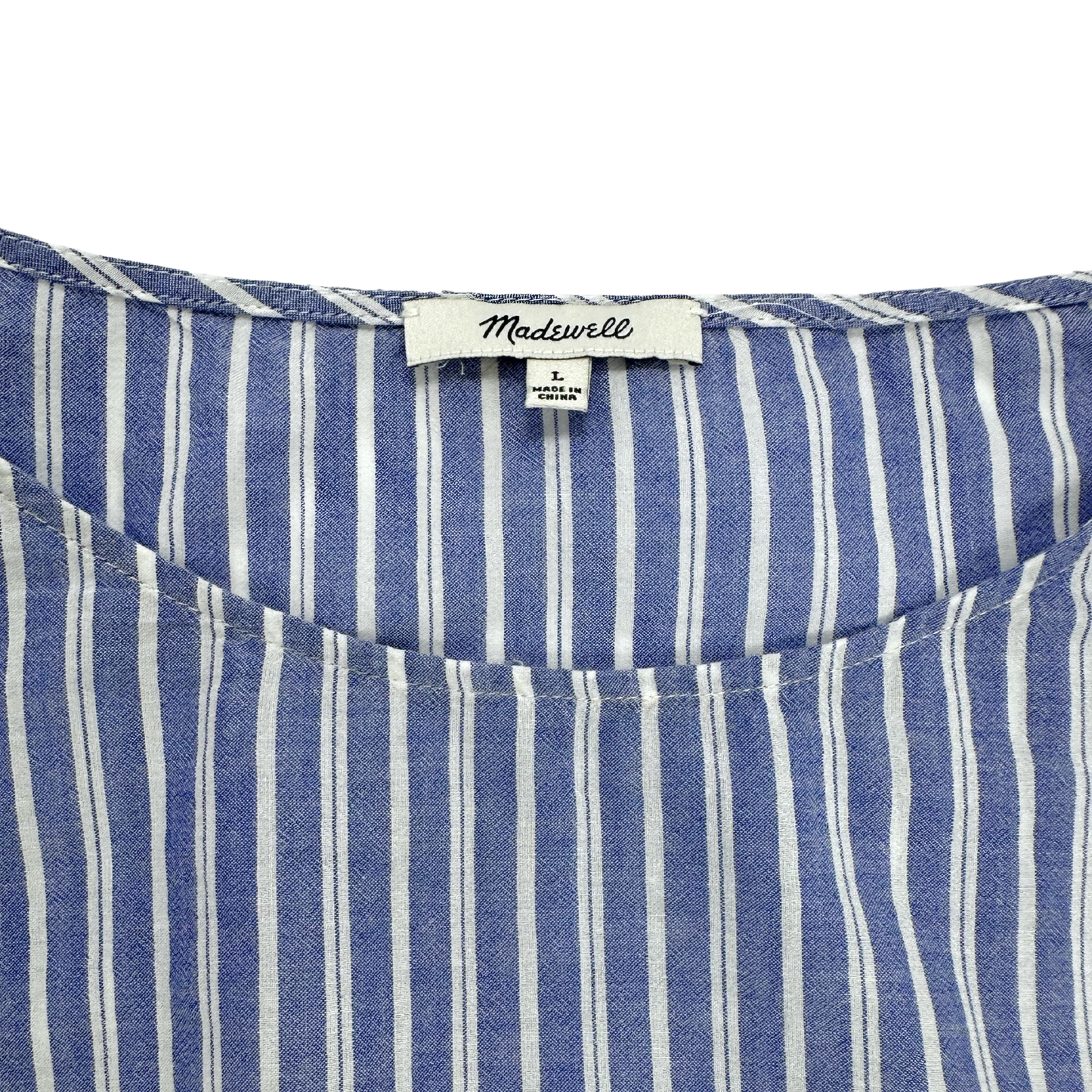Madewell Blue & White Striped Smocked Ruffle Blouse – Size Large