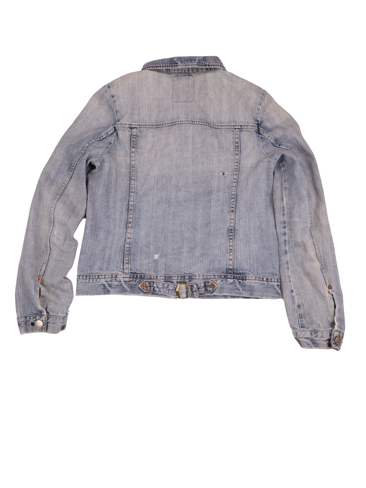 J. Crew Light Wash Denim Jacket Small Distressed Button Front Cropped Jean Jacket