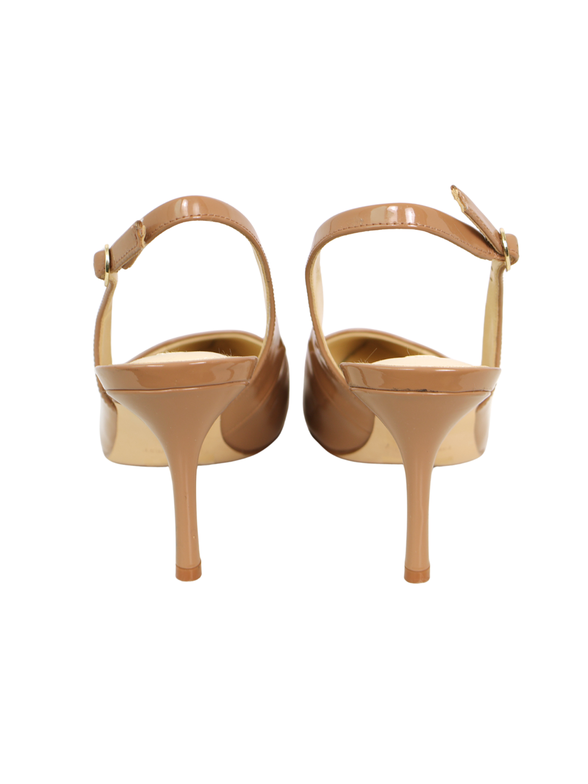Nine West Nude Patent Slingback Pumps 8.5 Pointed Toe 3" Heel